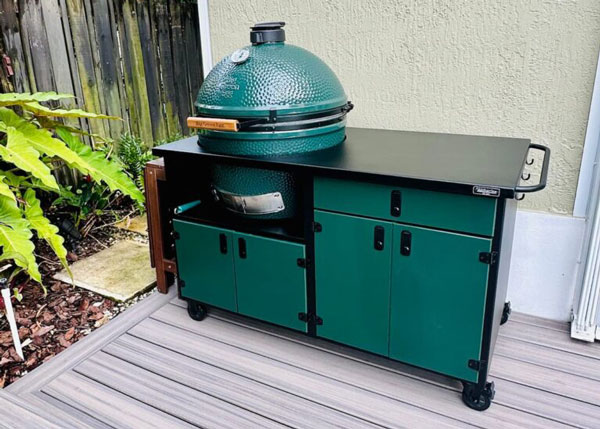 dark green grill cabinet